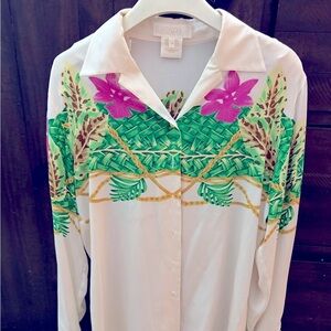 Escada Cream Button Down Shirt with Notched Collar